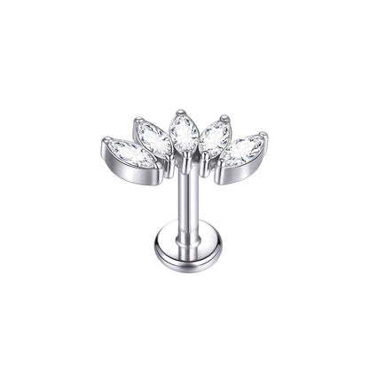 Titanium CZ Tragus & Helix Stud – Internally Threaded Labret Lip Ring Piercing Earring (1PC)