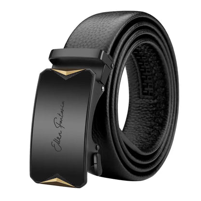 OYIFAN Men’s Genuine Leather Belt – Designer Alloy Buckle Automatic Ratchet Belt