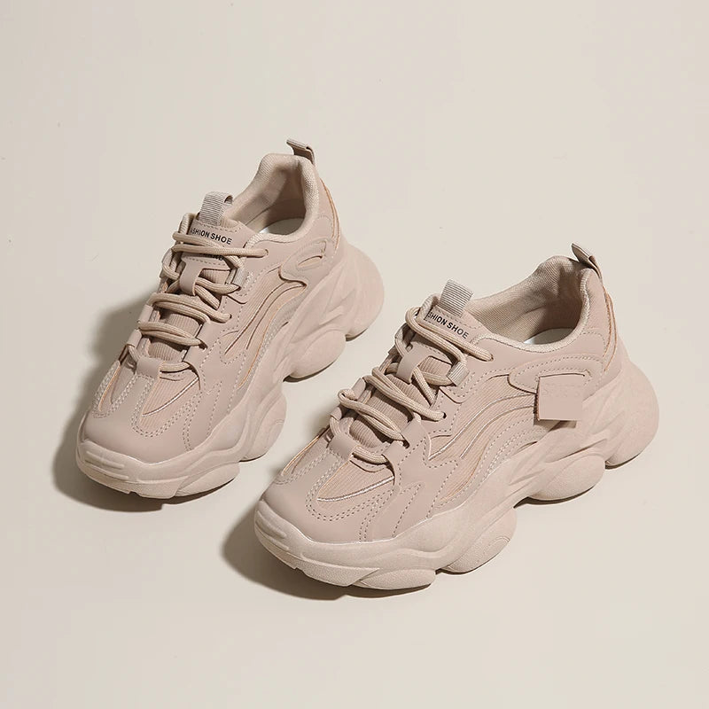 2025 Women’s Platform Chunky Sneakers – Mesh Leather Casual Sports Shoes, Lightweight Summer Fashion Walking Sneakers