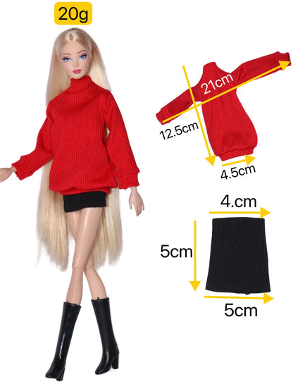 Doll Clothes for 30CM Barbie – Short Skirt, Outer Garment, Pants & Shoes Accessories