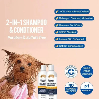 Puppy Shampoo and Conditioner 2 in 1 - Natural Moisturizing Dog Shampoo for Sensitive Skin, pH Balanced Formula
