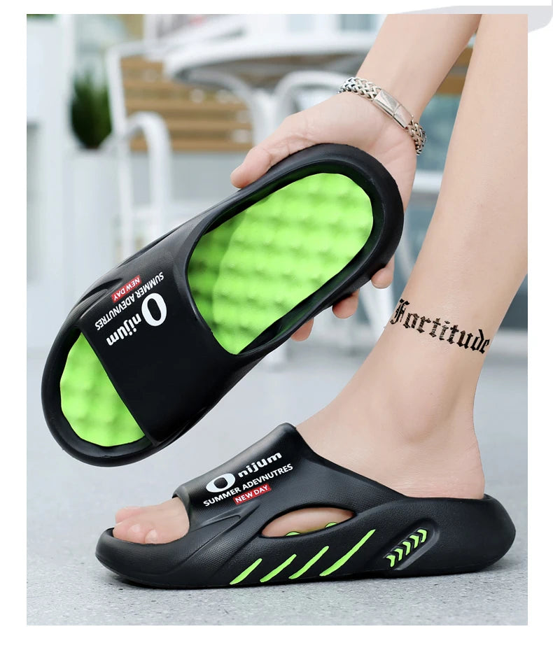 2024 Men’s Massage Slippers – Comfortable Indoor/Outdoor Slides & Beach Sandals, Sizes 38-47