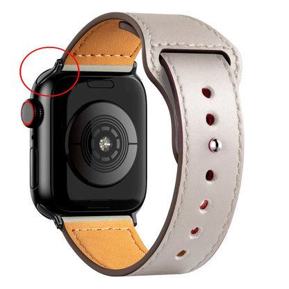 Leather Band for Apple Watch Ultra 2 – Compatible 49mm/45mm/44mm/41mm/40mm/38mm, Wrist Bracelet Strap for iWatch Series 3–9, SE, 4, 5, 6, 7, 8 & 9