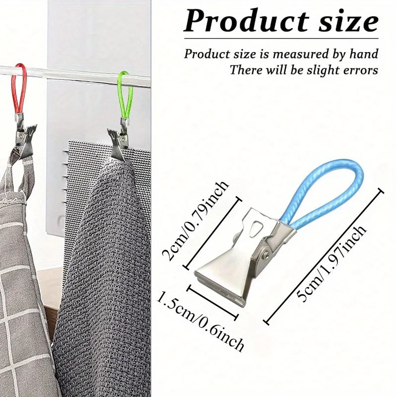 Towel Hanging Clips - 5/10PCS Colorful Metal Hooks for Kitchen & Bathroom Organization