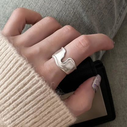 VENTFILLE 925 Sterling Silver Adjustable Ring – Vintage Hollow Line Punk Hip Hop Couple Jewelry