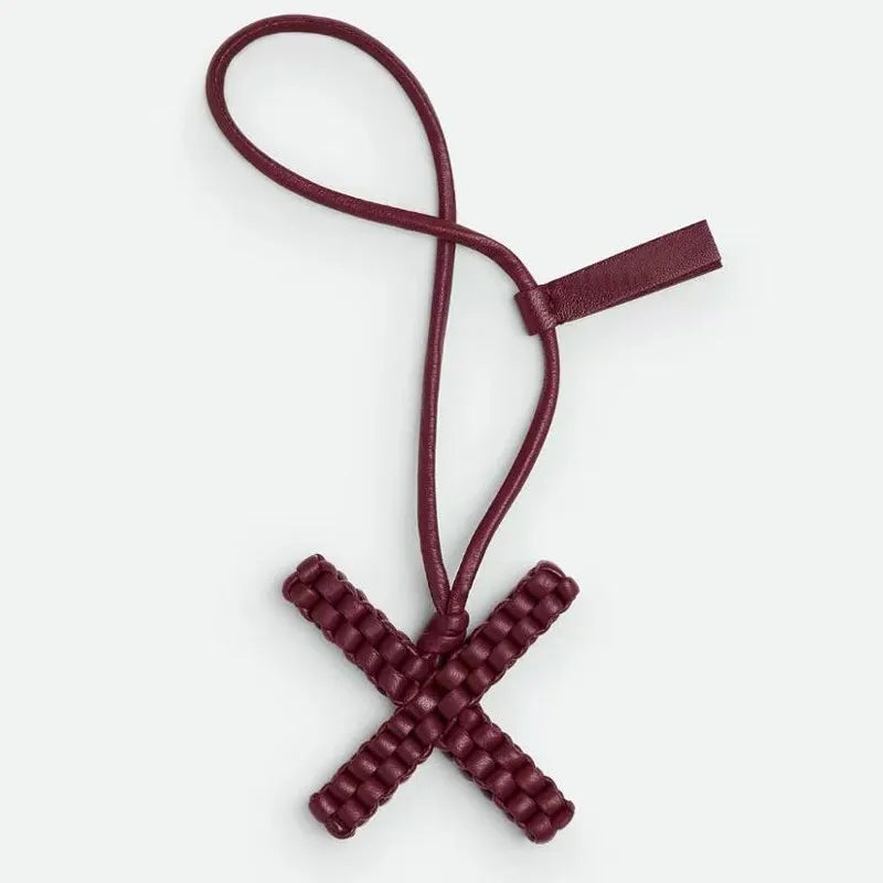 Woven Leather Letter Bag Charm – Luxury Handwoven Pendant Ornament for Women’s Handbags, Fashionable Bag Decoration Accessory
