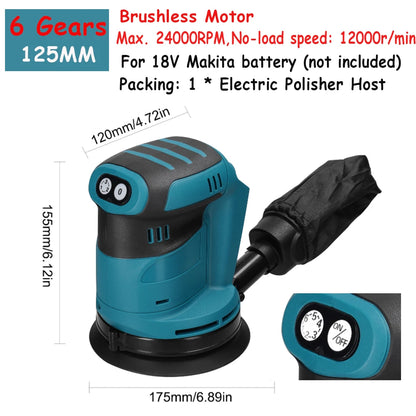 125mm 90W Brushless Cordless Orbital Sander - Electric Polisher for Wood, Metal Grinding & Polishing