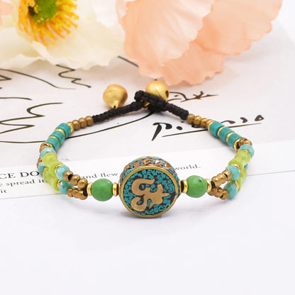 Gypsy Boho Tibetan Turquoise Bracelet for Women & Men – Vintage Elastic Ethnic Bangle Jewelry