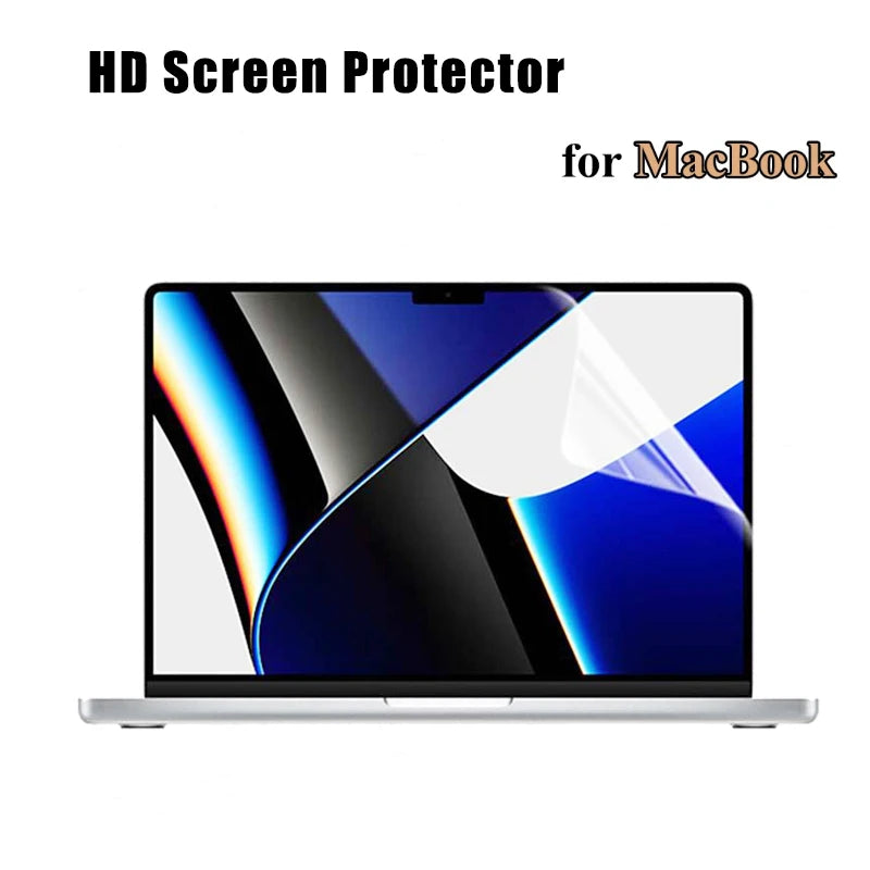 HD Clear Screen Protector for MacBook Pro & Air — Soft Film for 13", 14", 15", 16" (M1 & M2, Pro & Max)