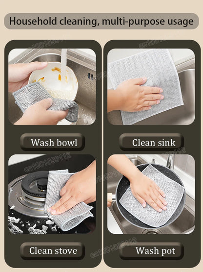 Magic Cleaning Cloth: Kitchen Dishwashing Towel with Metal Steel Wire – Ultimate Dish and Pot Cleaning Tool