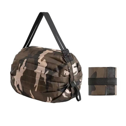 Large Eco-Friendly Folding Shopping Bag - Reusable, Portable One-Shoulder Handbag for Travel & Grocery with Fashionable Pocket Design