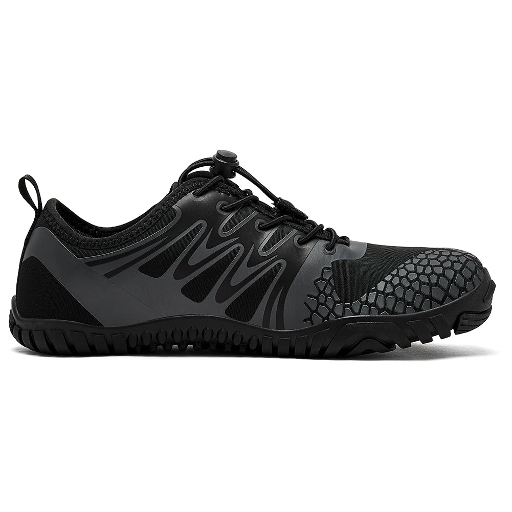 HOBIBEAR Wide Toe Barefoot Shoes – Unisex Artificial Leather Outdoor Walking Sneakers, Zero Drop Minimalist with Elastic Band