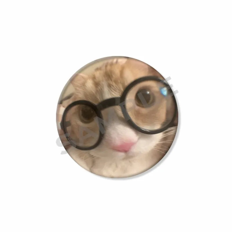 50mm Tinplate Cat Meme Button Pins – Funny Round Brooch Lapel Badge for Hats, Bags & Kids Gifts
