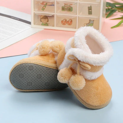 Newborn Baby Shoes — Soft Pompom Snow Boots for Girls & Boys, Warm Winter Toddler Booties