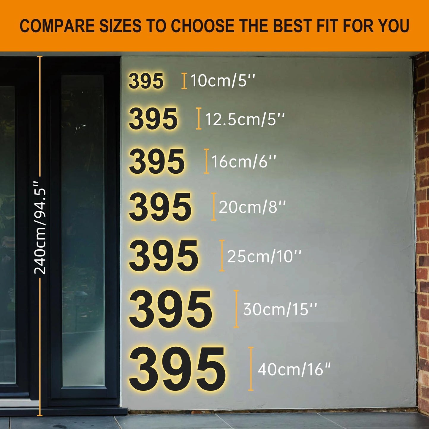 Custom Metal 3D LED House Number - Waterproof Outdoor Address Sign for Home, Apartment & Door Plates