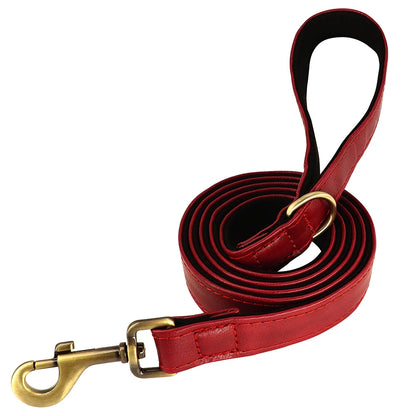 Customized Leather Dog Collar & Leash Set – Soft Padded Adjustable Collar for Small, Medium & Large Dogs with Engraved Nameplate
