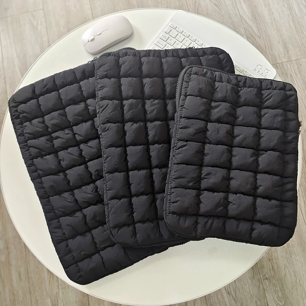 Puffy Quilted Laptop Bag Sleeve 11-15.6 Inch — Protective Notebook Cover for MacBook Air/Pro, iPad, Lenovo, HP