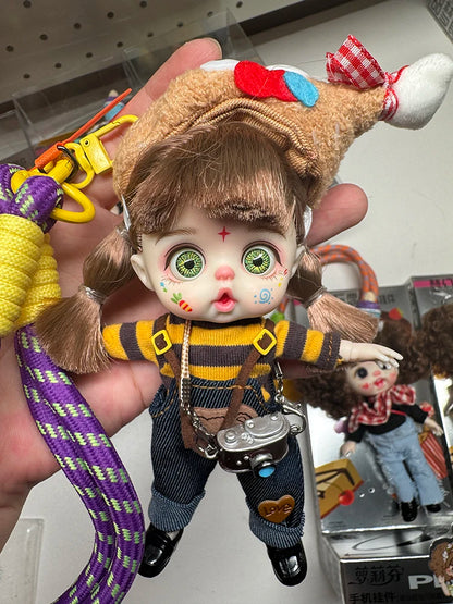 Mini Labbu Pocket Doll – Jointed Blythe-Style Boy & Girl Doll for Girls, Rainbow Ball Mobile Phone Decoration