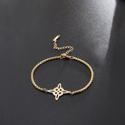 Witch Knot Necklace – Stainless Steel Magic Celtic Knot Pendant, Pagan Witchcraft Symbols, Jewelry Gift for Women