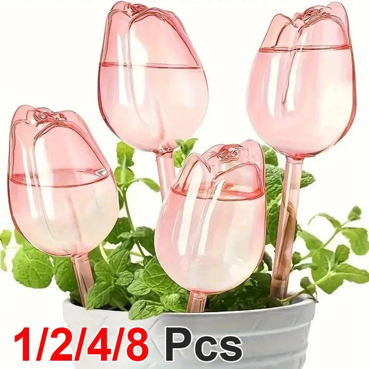 Pink Tulip Plant Watering Balls – Automatic Indoor & Outdoor Plant Drippers, Easy Self-Watering Gardening Tool