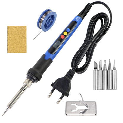 60W/80W Digital Soldering Iron - LCD Adjustable Temperature Welding Repair Tool with Solder Tips