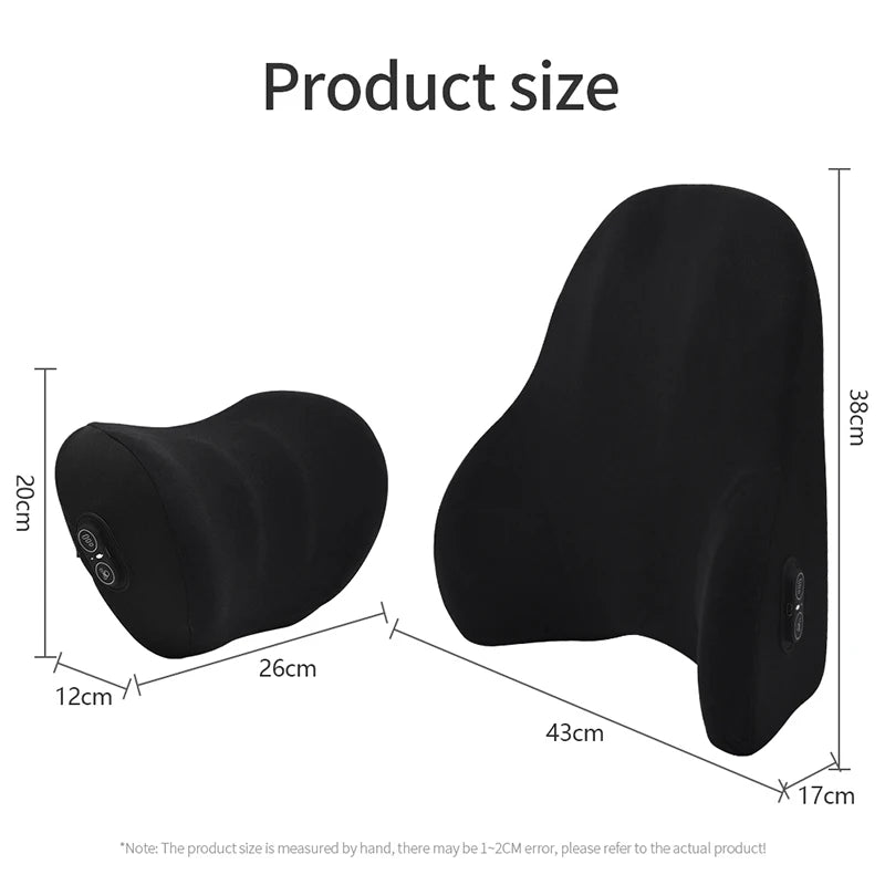 Car Electric Lumbar & Neck Massage Cushion | Single Headrest Vibration Pillow for Seat Support