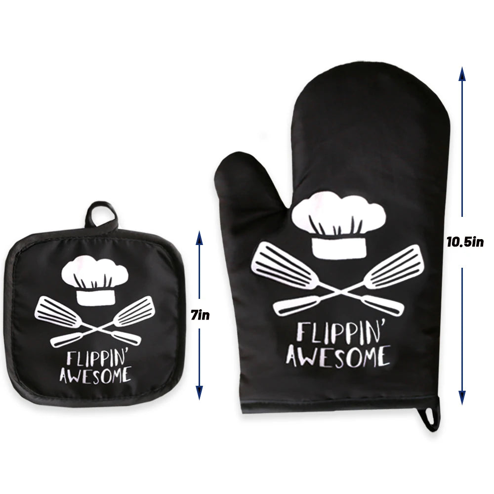 Custom Cartoon Microwave Oven Mitts & Potholder – Heat-Resistant Kitchen Gloves for BBQ, Baking & Cooking