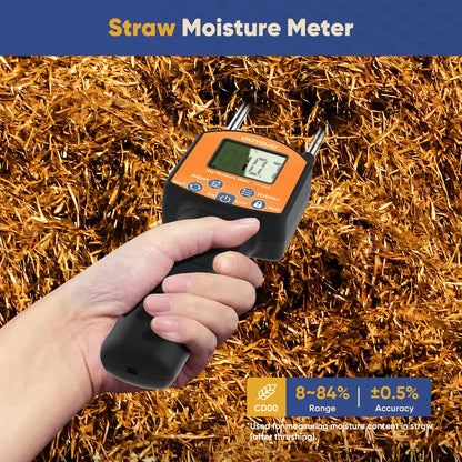 GS120A Digital Hay Moisture Meter - 0–80% Moisture Tester with LCD Probe for Hay, Straw & Grass Bales
