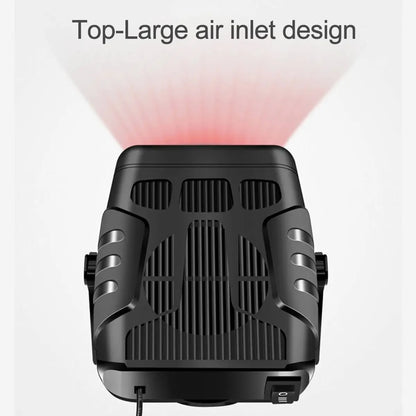Electric Car Heater & Air Cooler Fan 12V/24V – Portable 120W Demister Defroster for Windshield Defogging