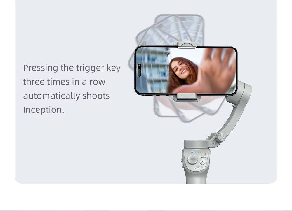 TOKQI M01 3-Axis Handheld Gimbal Stabilizer – Anti-Shake Foldable Holder, Selfie Tripod with Fill Light for iPhone & Smartphones