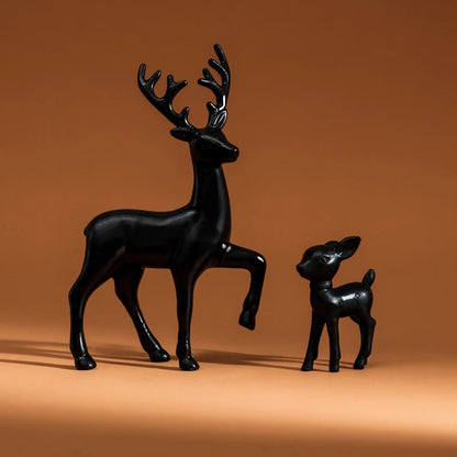 2-Piece Mother & Baby Deer Figurines – Cute Kawaii Sculptures for Kids Room & Christmas Home Decor