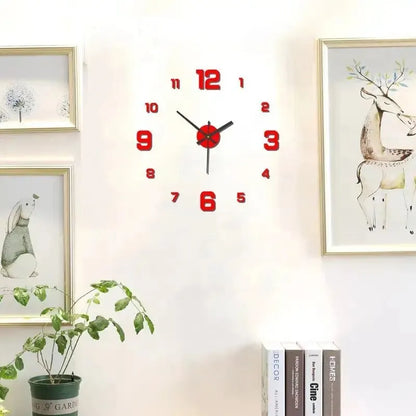 Frameless DIY Wall Clock Decal - Silent, Home Office Living Room Decor