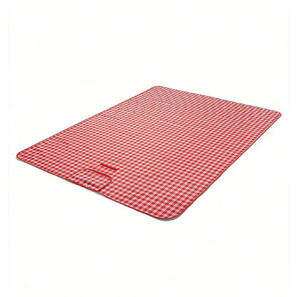 Red Checkered Picnic Blanket 150x200cm – Lightweight, Washable Beach Mat with Handle for Outdoor Camping & Travel