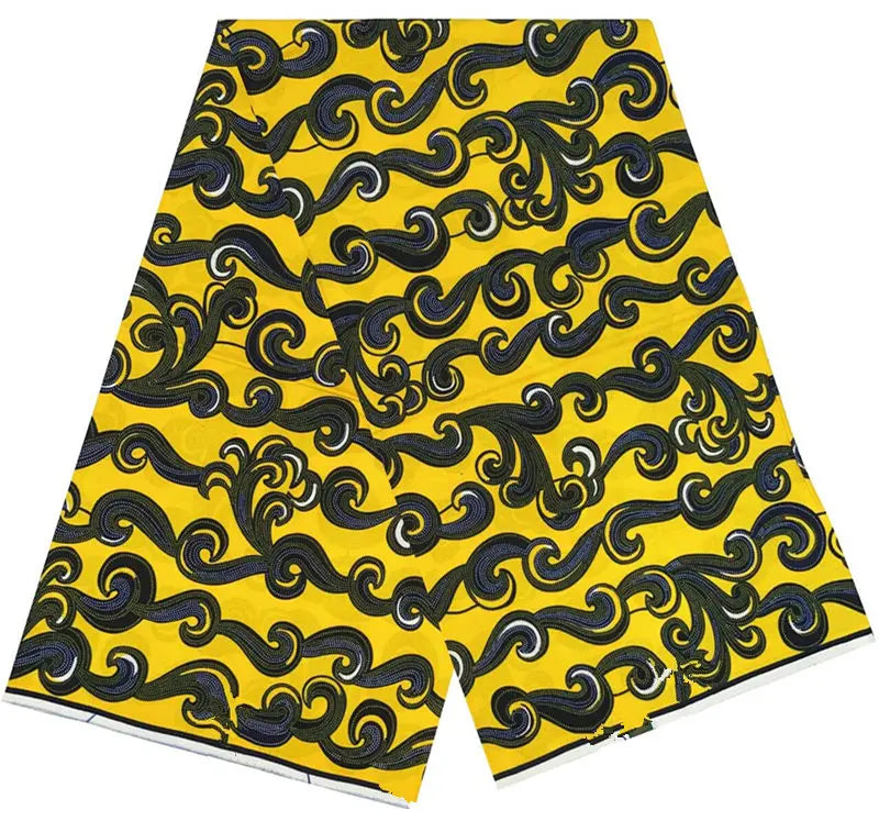 Cotton Batik Ankara Fabric - 100% African Wax Print Bronzing Golden Fabric 6 Yards for Dresses & Crafts