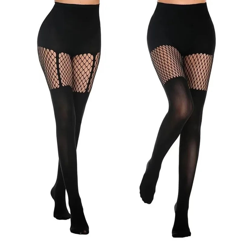 Women’s Fishnet Thigh High Stockings, Sexy Sheer Web Pantyhose Lingerie Tights, Stretch Fish Net Splice Hosiery Fashion Stockings