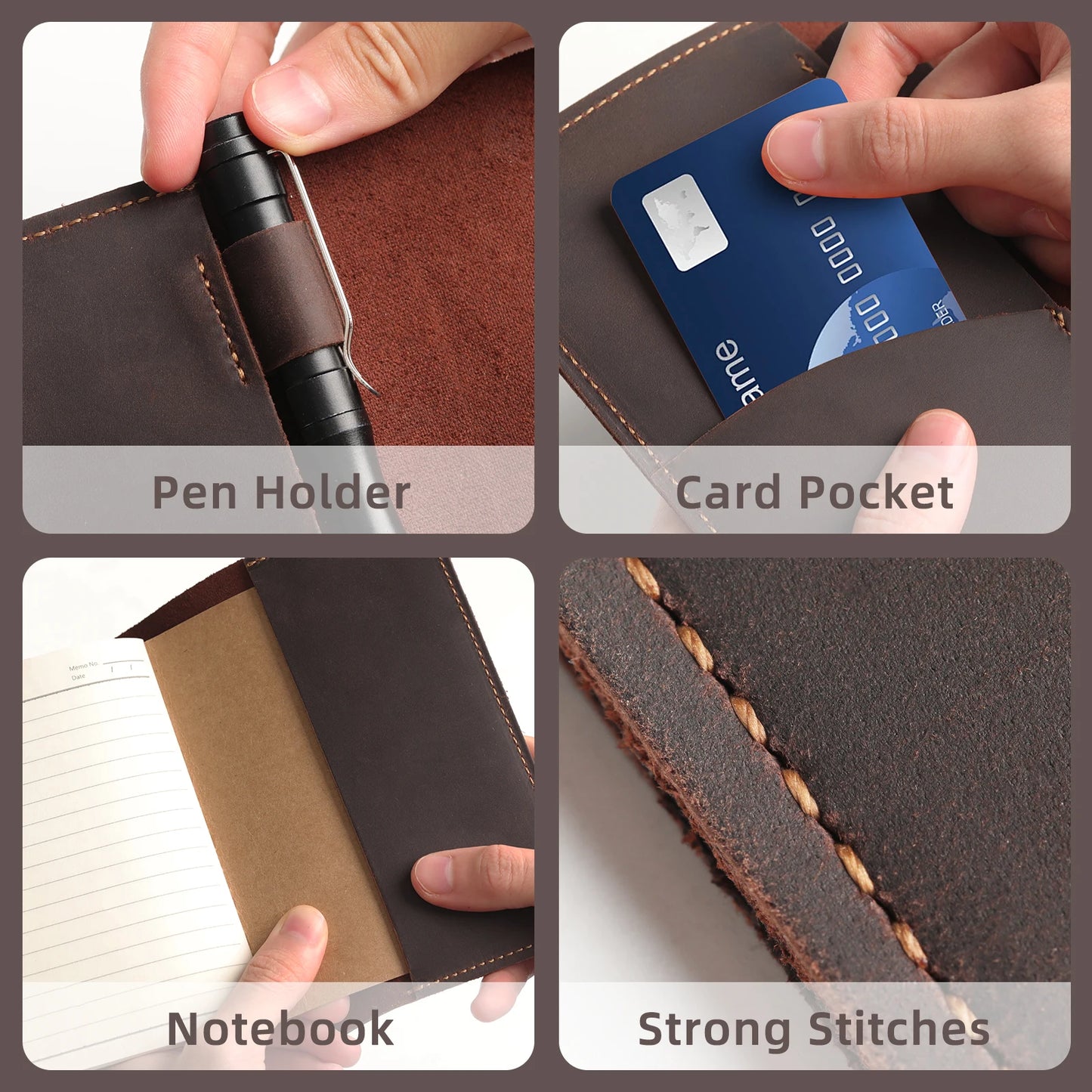 Leather Journal Cover for Field Notes – Fits 3.5" x 5.5" Notebooks (Cover Only)