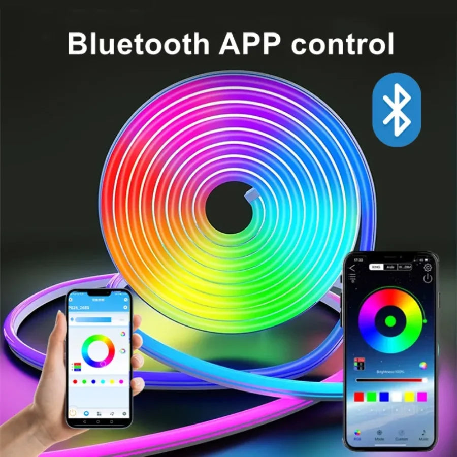 RGB Esports Neon Strip Light - USB Waterproof Flexible LED Ribbon Tape with Bluetooth Remote for Gaming Room & Home Decor
