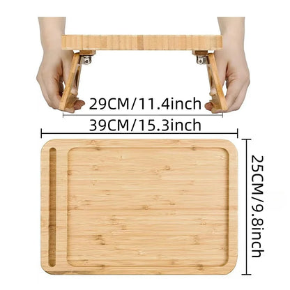 Bamboo Sofa Tray Table – Clip-On Side Table for Couch Arm with Phone Holder