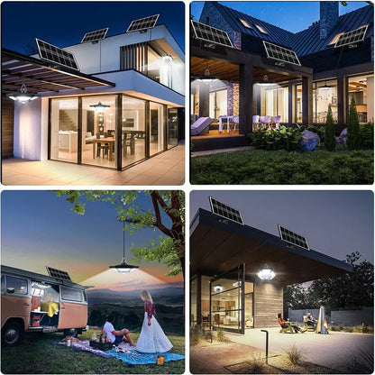 180 LED Solar Shed Light - 1000LM Pendant Lamp with Remote Control for Indoor Outdoor Garage Barn Gazebo