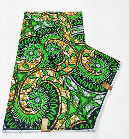 African Real Wax Print Fabric - 100% Cotton Nigerian Ankara Sewing Material for Party Dresses