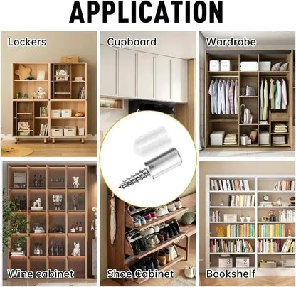 100/10PCS Self-Tapping Shelf Support Pegs – Wardrobe Partition Brackets with Non-Slip Sleeve for Fixed Shelf Installation Support