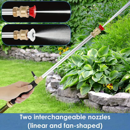 Heavy-Duty High-Pressure Water Spray Gun – Durable Aluminum Alloy with 2 Nozzles for Car & Garden Cleaning