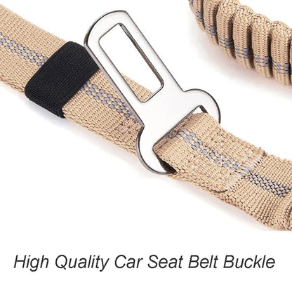 Reflective Shock-Absorbing Dog Leash – Heavy-Duty Tactical Bungee Leash with Car Seatbelt for Large Dogs, No-Pull Pet Leash