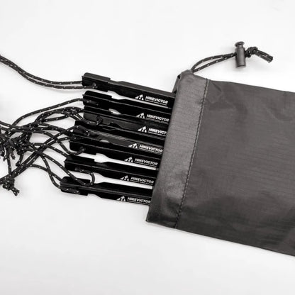 HIKEVICTOR 10Pcs 18cm Aluminum Alloy Tent Pegs | Camping Accessories with Hammer | Wind Rope Nail Storage Case | Travel Essential