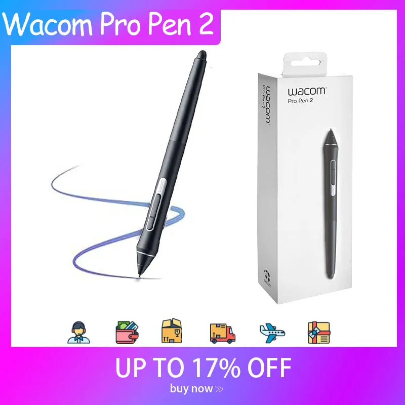 Wacom Pro Pen 2 KP-504E - 8192-Level Pressure Stylus for Intuos Pro & Cintiq Pro Tablets