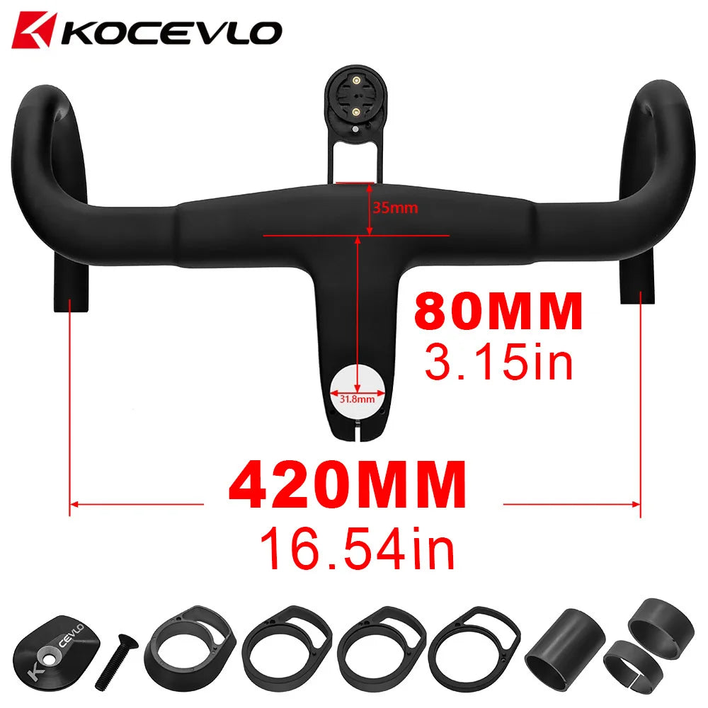 KOCEVLO H11 Carbon Road Bike Handlebar with Stem - Integrated Handlebar 370/390/400/420mm for 28.6/31.8mm Systems