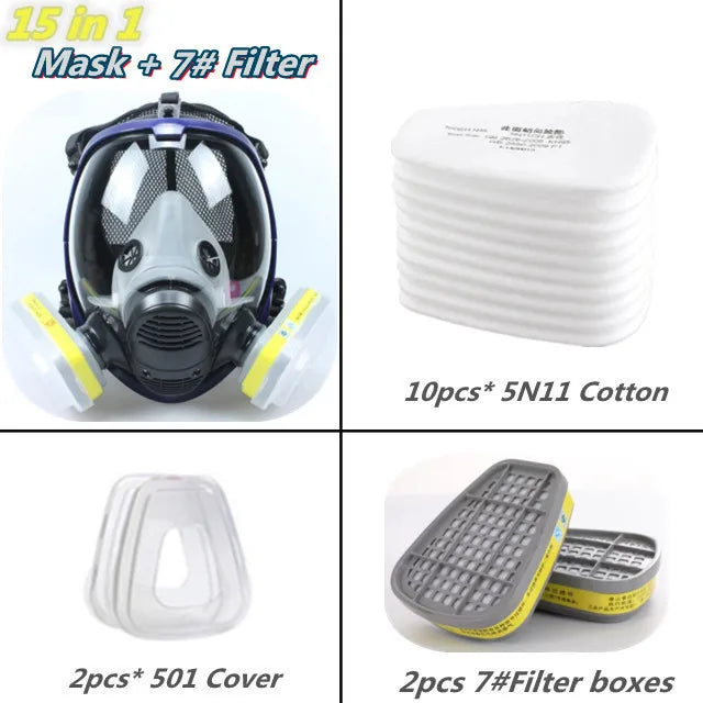 Silicone Full Face Respirator Mask 6800 – 15-in-1 Gas, Dust & Chemical Protection for Laboratory, Welding, Painting & Insecticide Spray