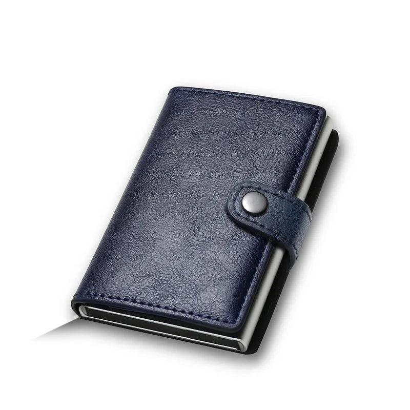 Carbon Fiber RFID Pop-Up Metal Wallet for Men – Slim Minimalist Credit Card Holder Black Purse