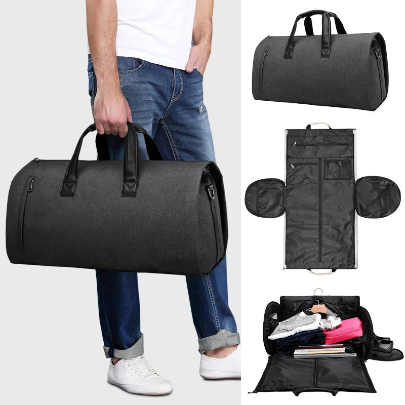Convertible Garment Bag for Travel - Large Capacity Duffel with Shoe Pouch for Weekend & Business Trips (XM130)