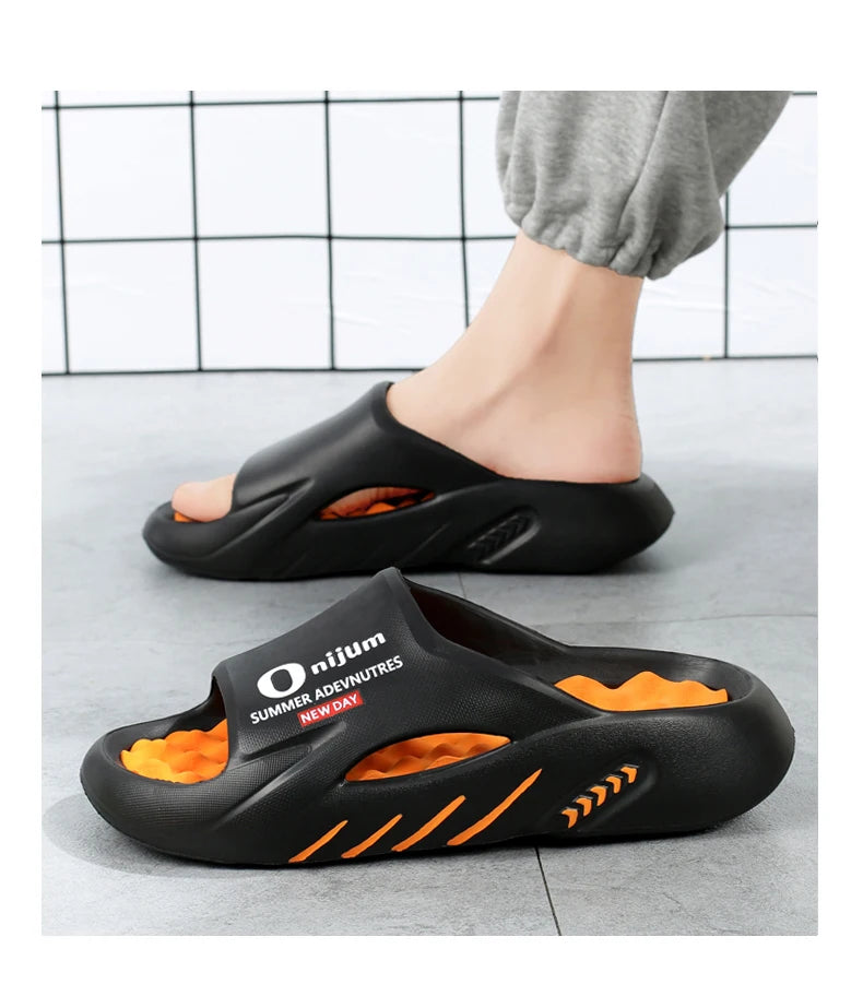 2024 Men’s Massage Slippers – Comfortable Indoor/Outdoor Slides & Beach Sandals, Sizes 38-47
